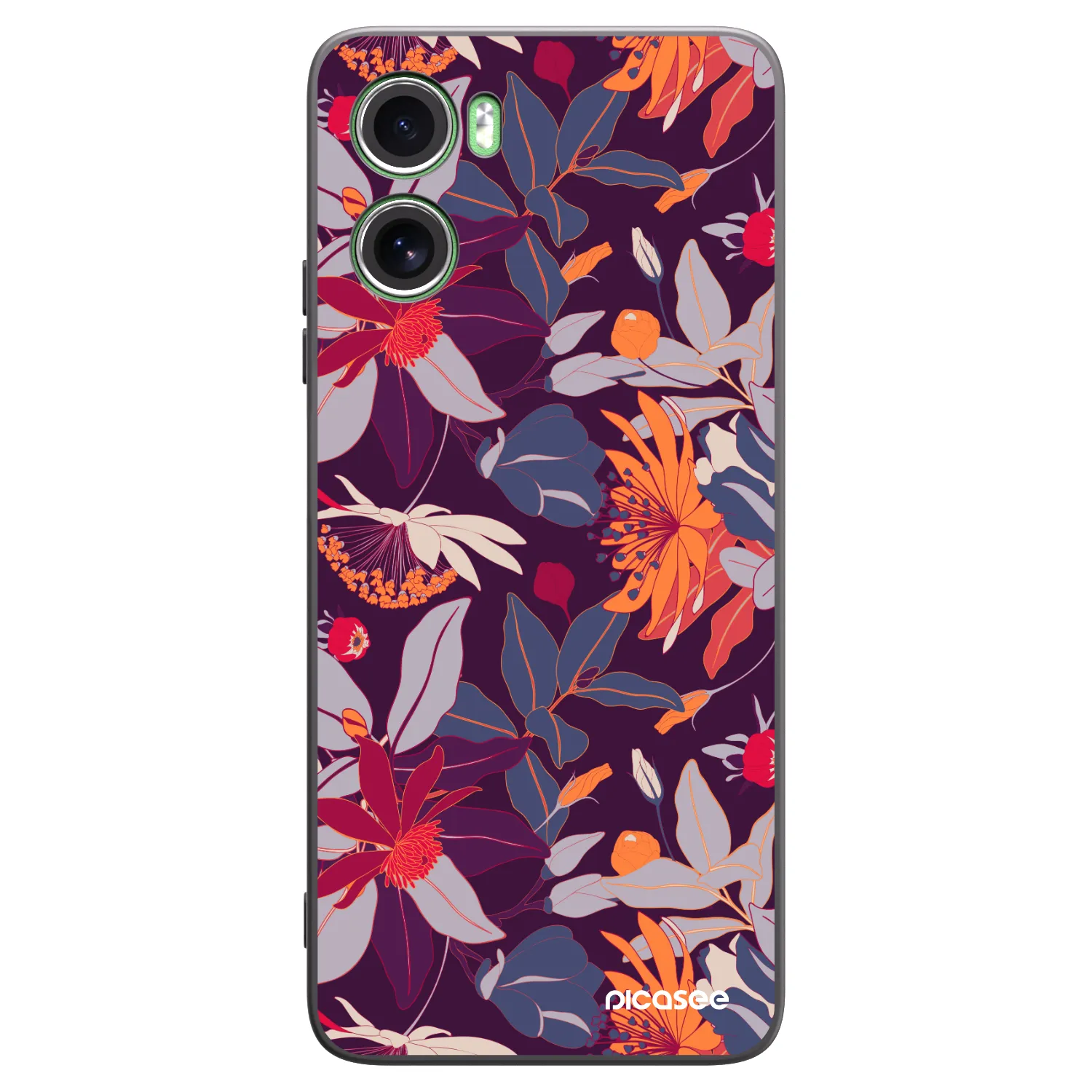 Picasee Μαύρη θήκη σιλικόνης για Motorola Moto G06 - Purple Leaf