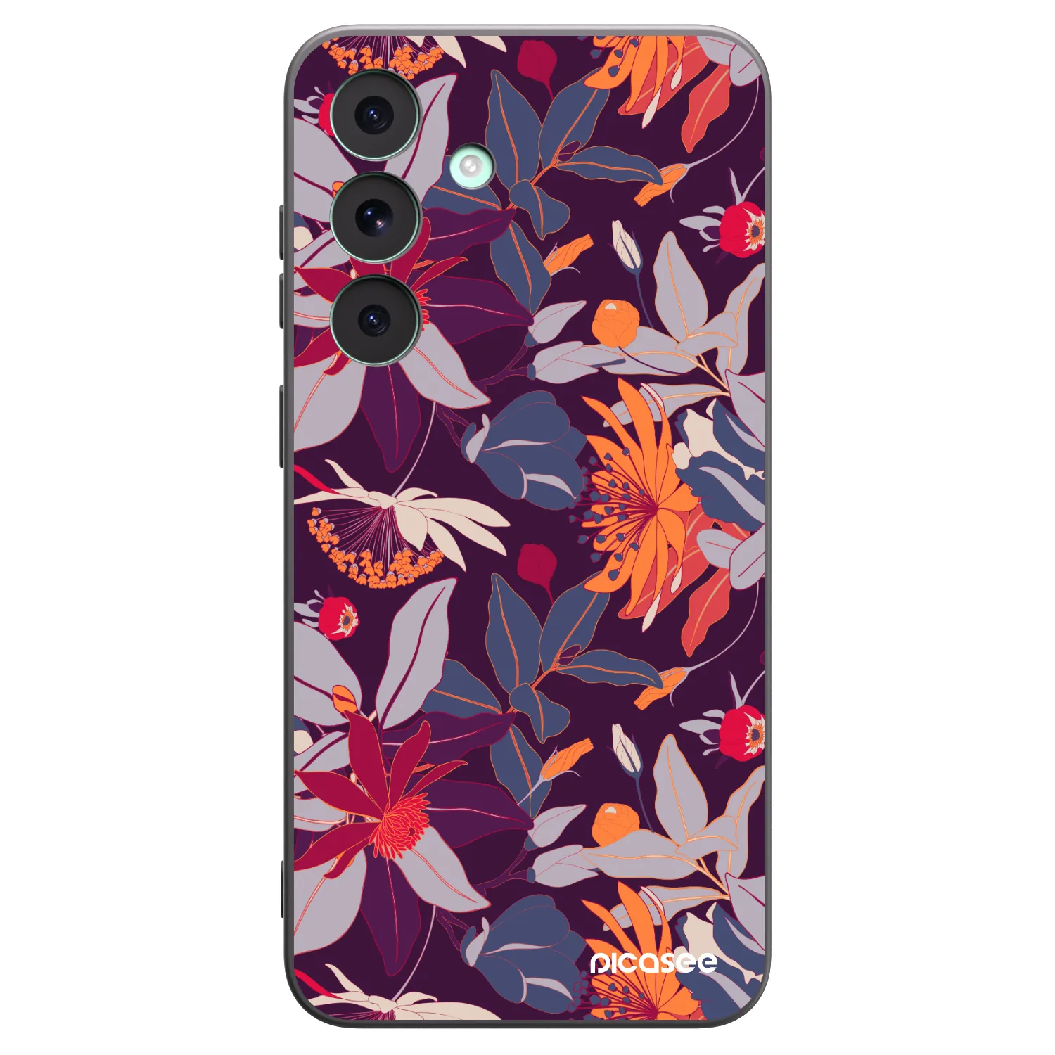 Picasee Μαύρη θήκη σιλικόνης για Samsung Galaxy S26 FE - Purple Leaf