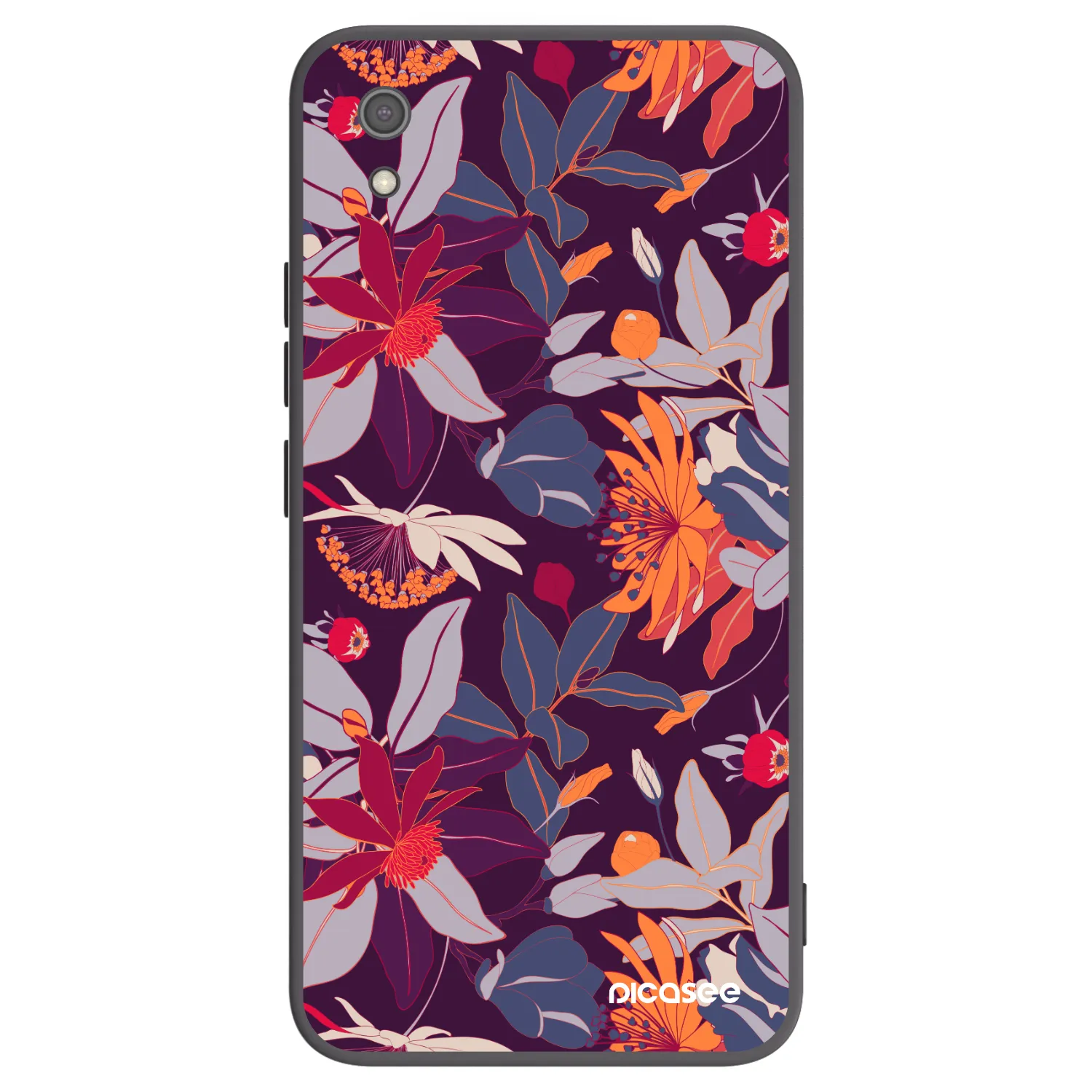 Picasee Μαύρη θήκη σιλικόνης για Xiaomi Redmi 7A - Purple Leaf