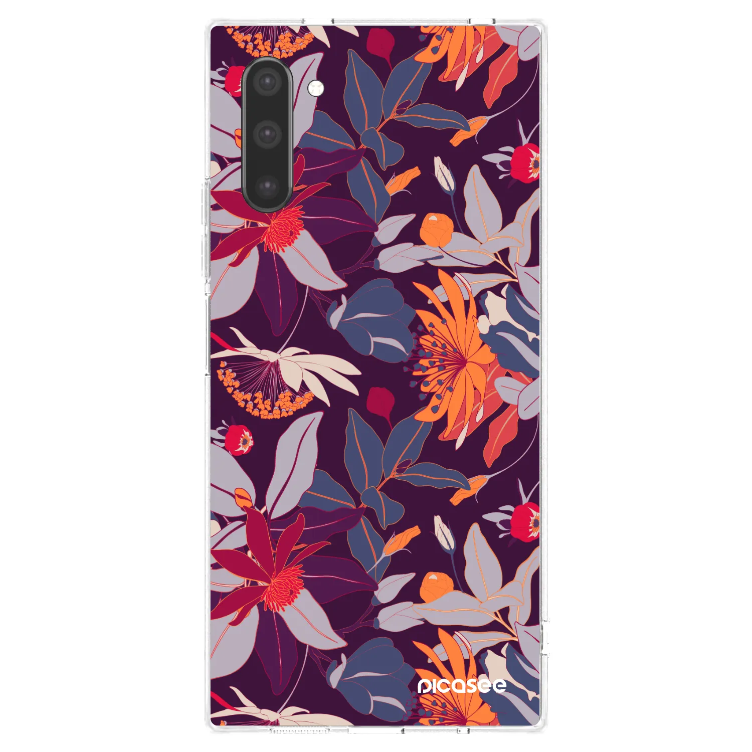 Picasee διαφανής θήκη σιλικόνης Samsung Galaxy Note 10 N970F - Purple Leaf