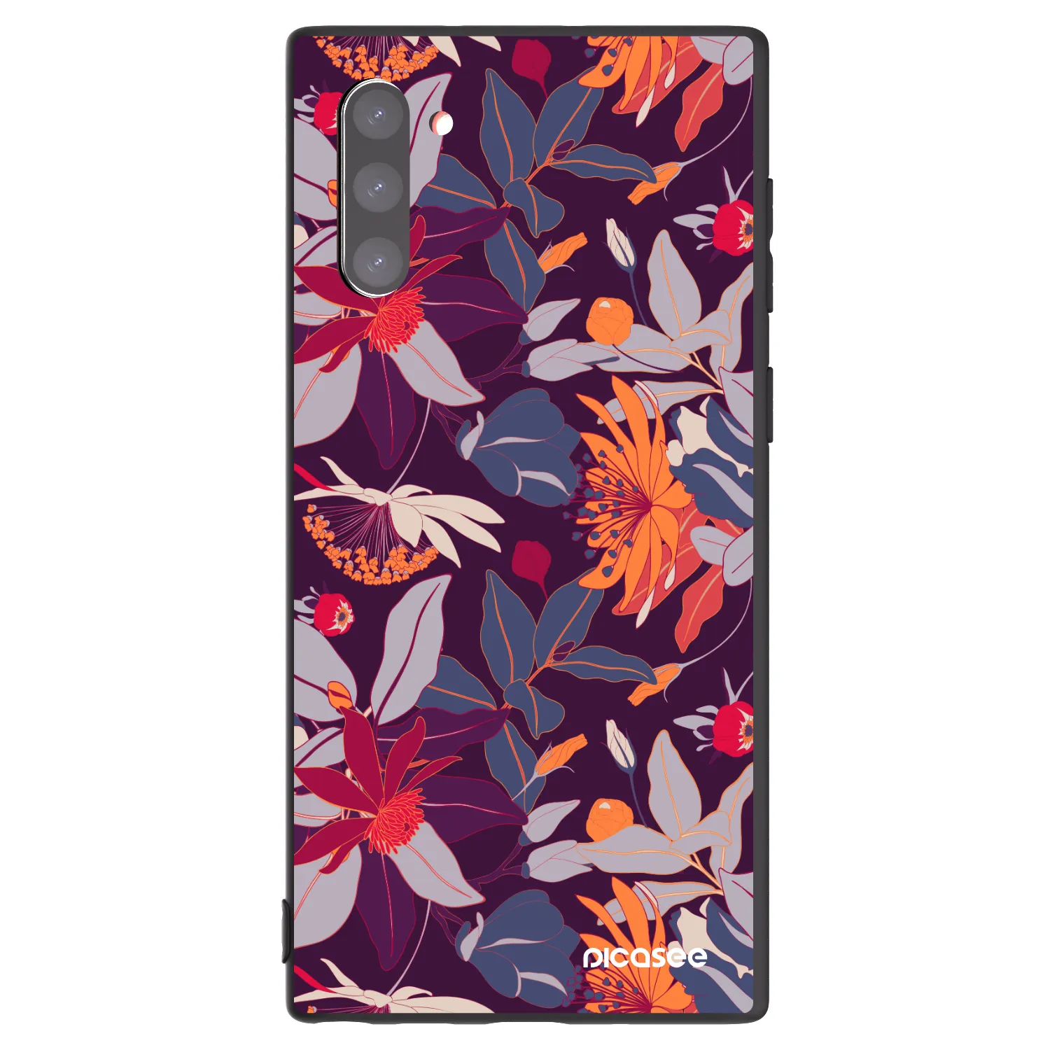 Picasee Μαύρη θήκη σιλικόνης για Samsung Galaxy Note 10 N970F - Purple Leaf