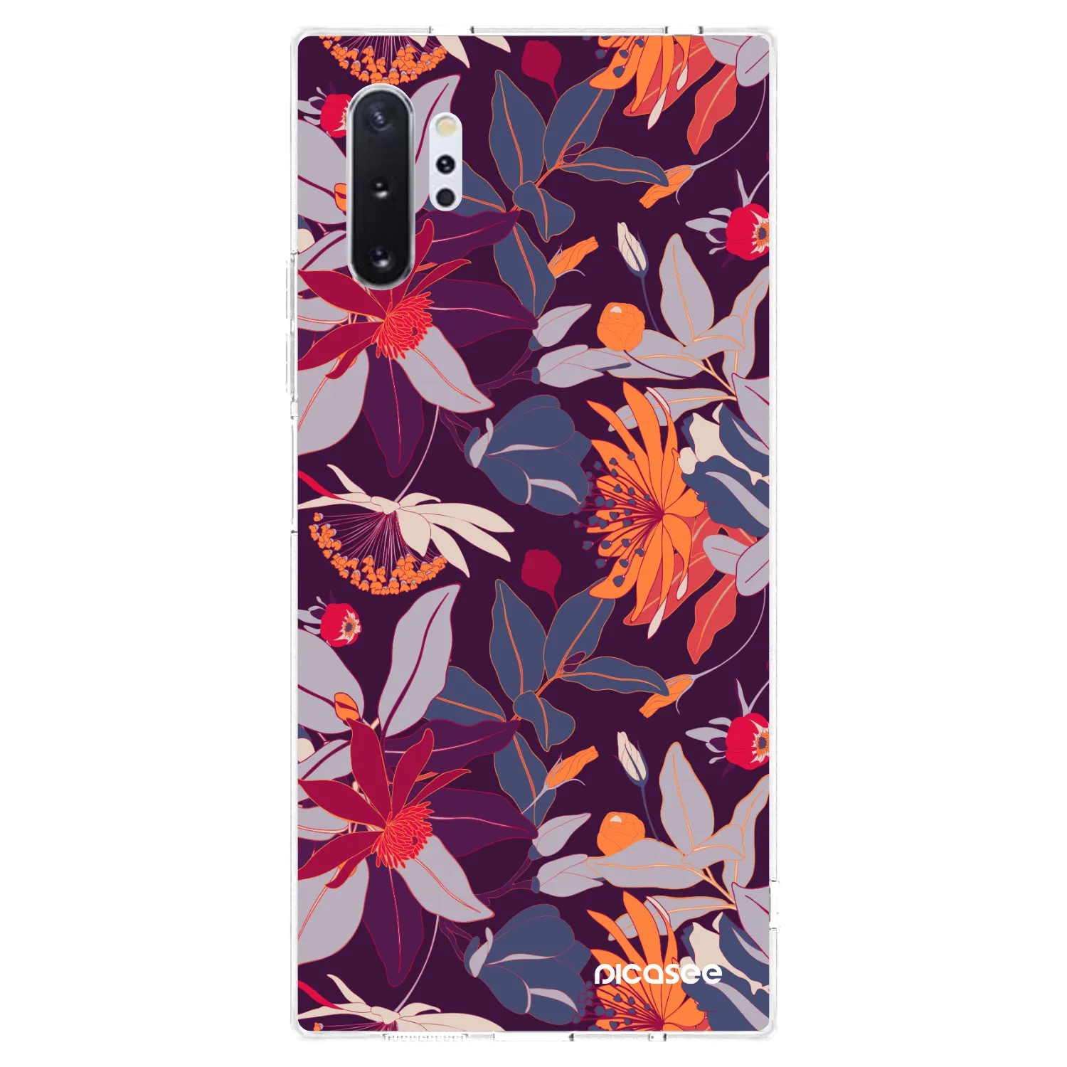 Picasee διαφανής θήκη σιλικόνης Samsung Galaxy Note 10+ N975F - Purple Leaf