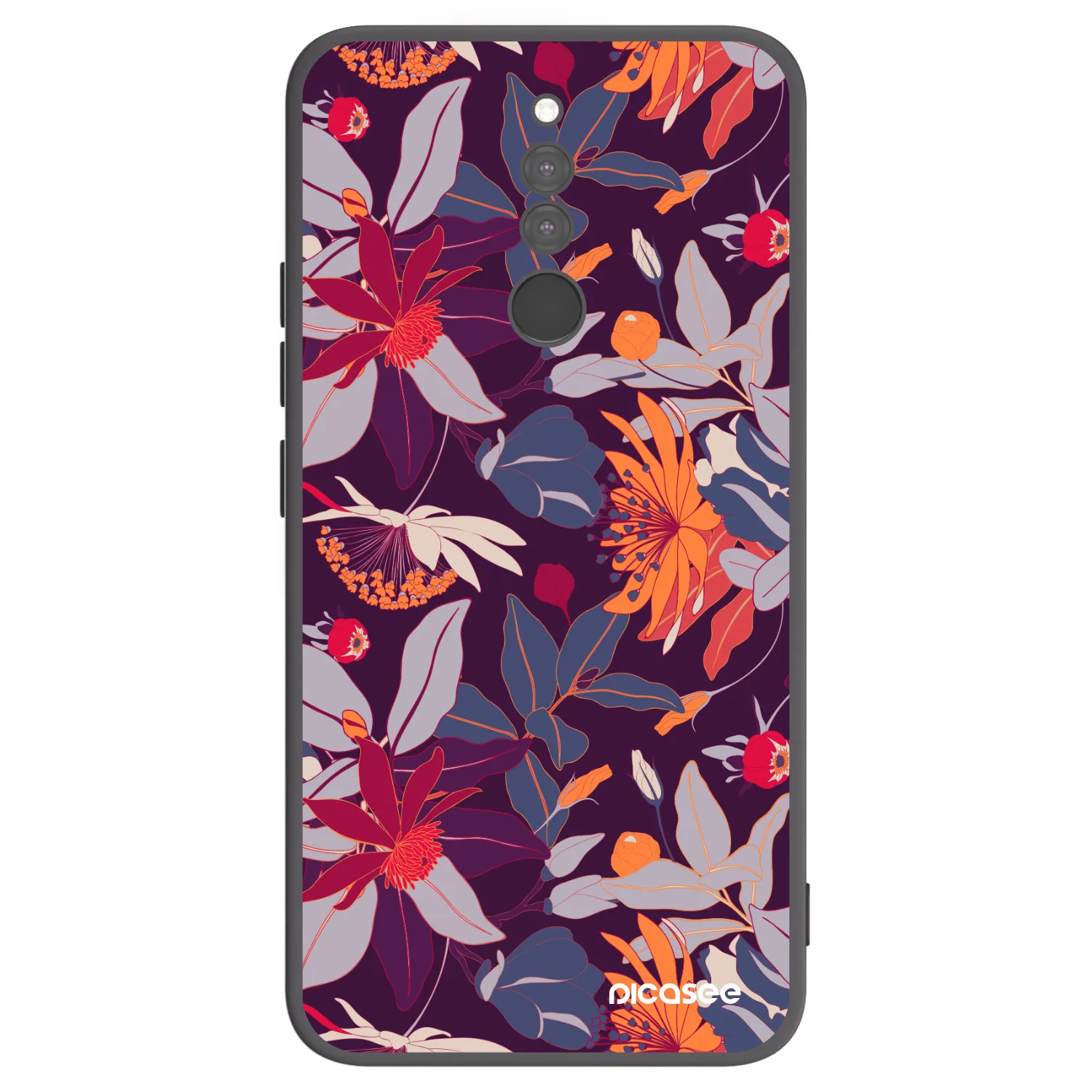 Picasee Μαύρη θήκη σιλικόνης για Xiaomi Redmi 8 - Purple Leaf