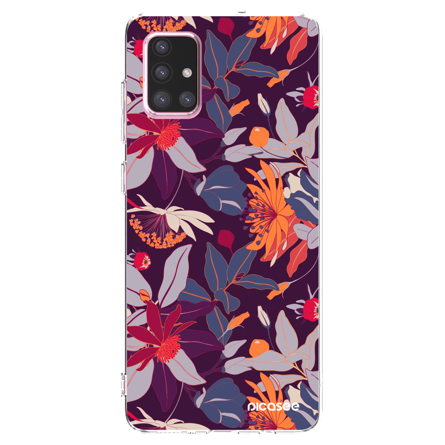 Picasee διαφανής θήκη σιλικόνης Samsung Galaxy A71 A715F - Purple Leaf