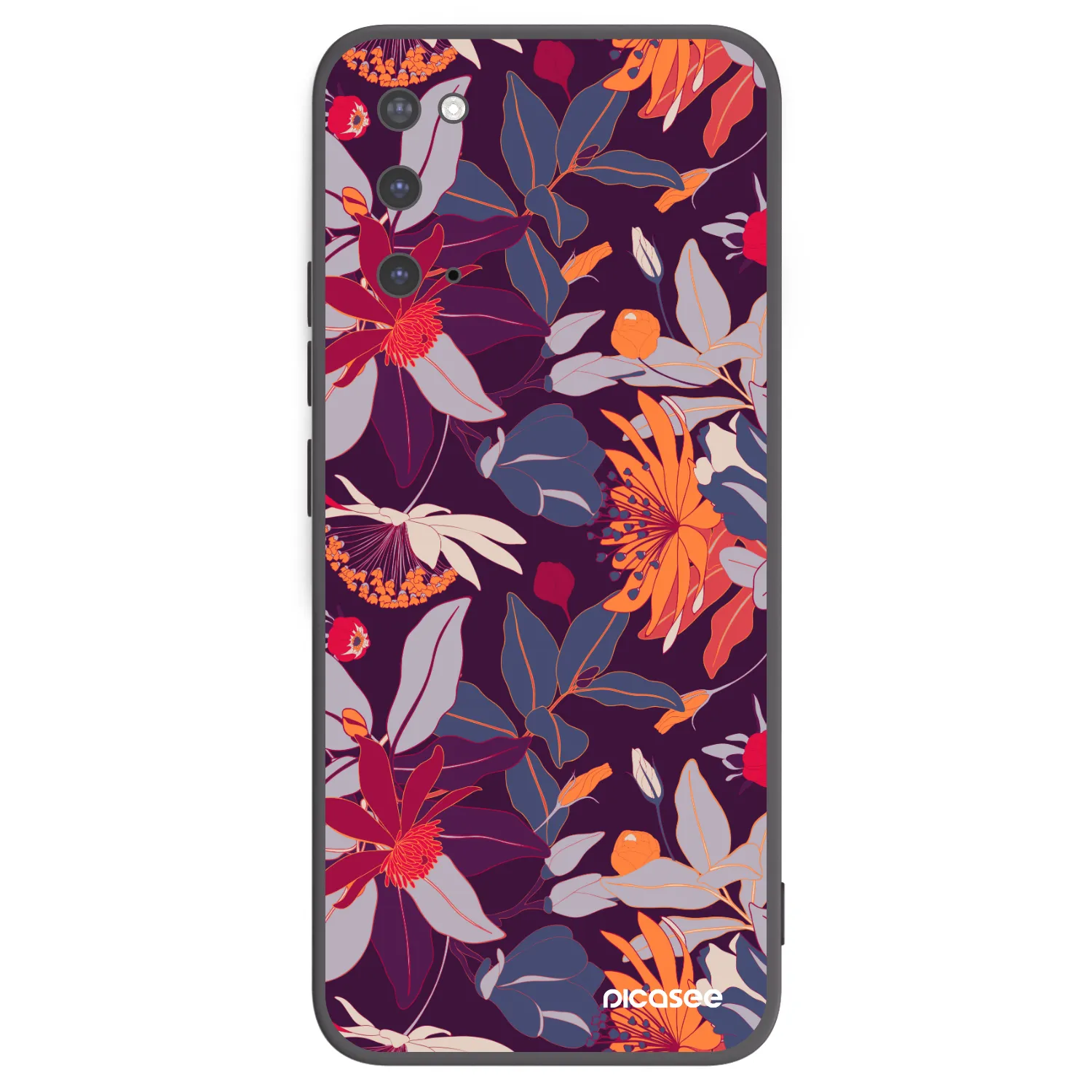 Picasee Μαύρη θήκη σιλικόνης για Samsung Galaxy S20 G980F - Purple Leaf