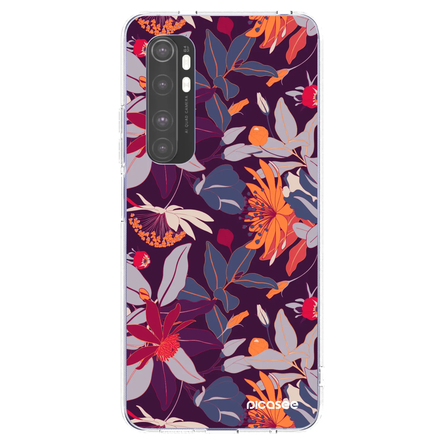 Picasee διαφανής θήκη σιλικόνης Xiaomi Mi Note 10 Lite - Purple Leaf