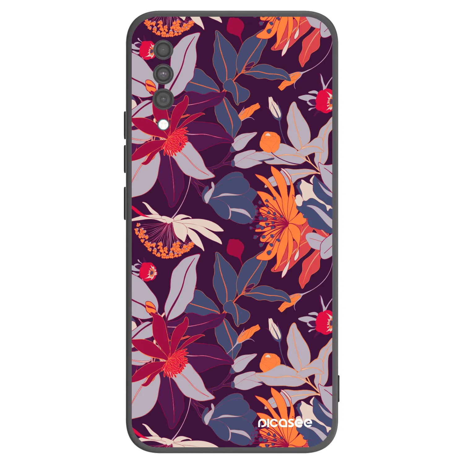 Picasee Μαύρη θήκη σιλικόνης για Samsung Galaxy A30s A307F - Purple Leaf