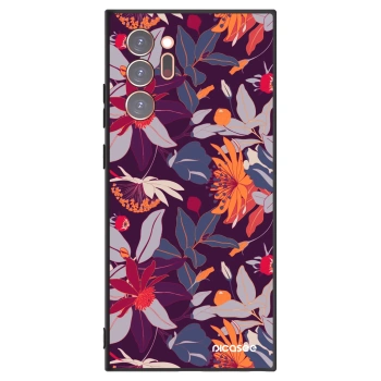 Picasee Μαύρη θήκη σιλικόνης για Samsung Galaxy Note 20 Ultra - Purple Leaf