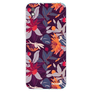 Picasee Μαύρη θήκη σιλικόνης για Xiaomi Redmi 9A - Purple Leaf
