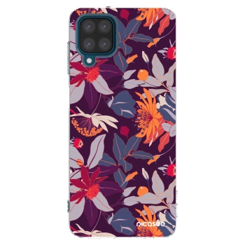 Picasee διαφανής θήκη σιλικόνης Samsung Galaxy A12 A125F - Purple Leaf