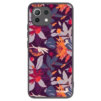 Picasee Μαύρη θήκη σιλικόνης για Xiaomi Mi 11 Lite - Purple Leaf