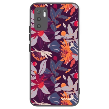 Picasee Μαύρη θήκη σιλικόνης για Xiaomi Redmi Note 10 5G - Purple Leaf