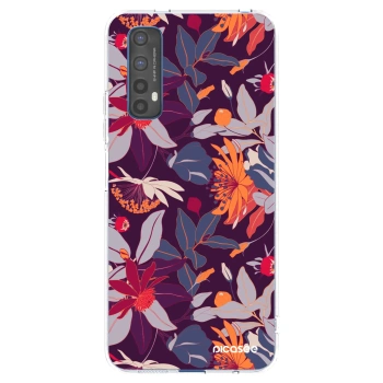 Picasee διαφανής θήκη σιλικόνης Realme 7 - Purple Leaf