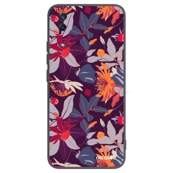 Picasee Μαύρη θήκη σιλικόνης για Vivo Y11s - Purple Leaf