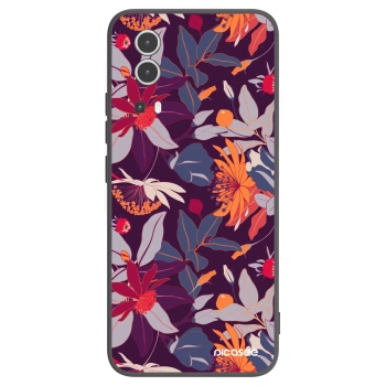 Picasee Μαύρη θήκη σιλικόνης για Vivo Y72 5G - Purple Leaf