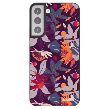 Picasee Μαύρη θήκη σιλικόνης για Samsung Galaxy S22+ 5G - Purple Leaf
