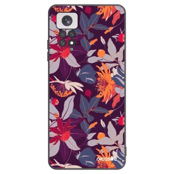 Picasee Μαύρη θήκη σιλικόνης για Xiaomi Redmi Note 11 - Purple Leaf