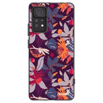 Picasee Μαύρη θήκη σιλικόνης για Xiaomi Redmi Note 11 Pro 5G - Purple Leaf