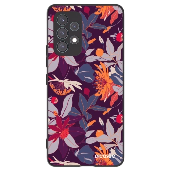 Picasee Μαύρη θήκη σιλικόνης για Samsung Galaxy A53 5G A536 - Purple Leaf