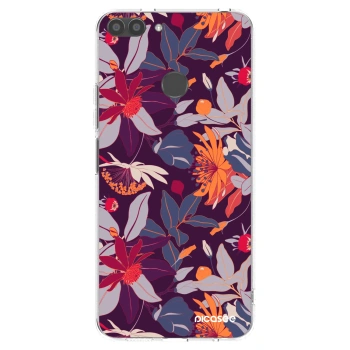 Picasee διαφανής θήκη σιλικόνης Huawei P Smart - Purple Leaf
