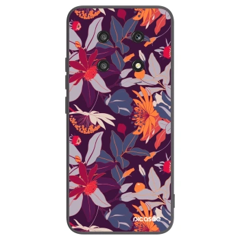 Picasee Μαύρη θήκη σιλικόνης για Honor Magic4 Lite 5G - Purple Leaf