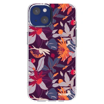 Picasee διαφανής θήκη σιλικόνης Apple iPhone 14 - Purple Leaf