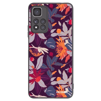 Picasee Μαύρη θήκη σιλικόνης για Xiaomi Redmi Note 11 Pro+ 5G - Purple Leaf