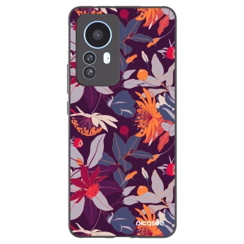 Picasee Μαύρη θήκη σιλικόνης για Xiaomi 12T Pro - Purple Leaf