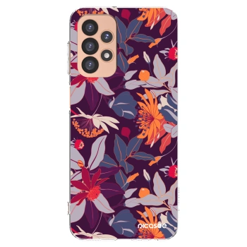 Picasee διαφανής θήκη σιλικόνης Samsung Galaxy A23 A236B 5G - Purple Leaf