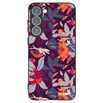 Picasee Μαύρη θήκη σιλικόνης για Samsung Galaxy S23+ 5G - Purple Leaf