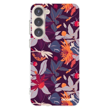 Picasee διαφανής θήκη σιλικόνης Samsung Galaxy S23+ 5G - Purple Leaf