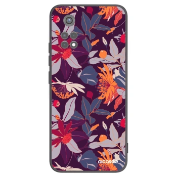 Picasee Μαύρη θήκη σιλικόνης για Xiaomi Redmi Note 11S 5G - Purple Leaf