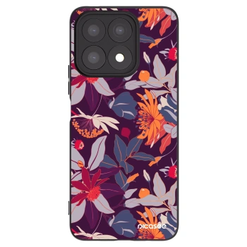 Picasee Μαύρη θήκη σιλικόνης για Honor X8a - Purple Leaf
