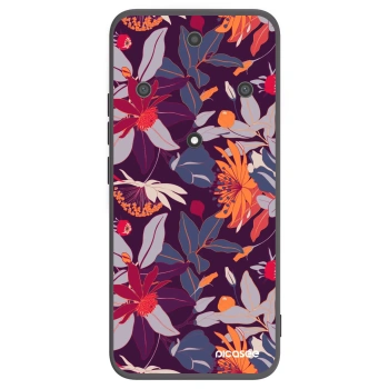 Picasee Μαύρη θήκη σιλικόνης για Honor Magic5 Lite 5G - Purple Leaf