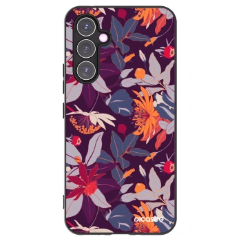 Picasee Μαύρη θήκη σιλικόνης για Samsung Galaxy A54 5G A546B - Purple Leaf