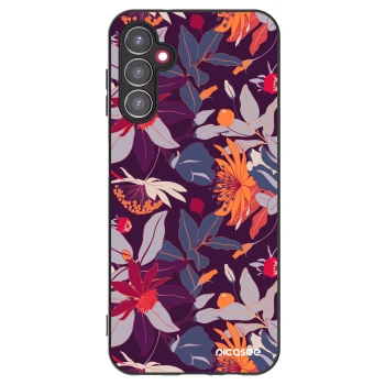 Picasee Μαύρη θήκη σιλικόνης για Samsung Galaxy A14 5G A146P - Purple Leaf