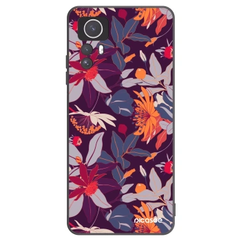Picasee Μαύρη θήκη σιλικόνης για Xiaomi Redmi Note 12S - Purple Leaf