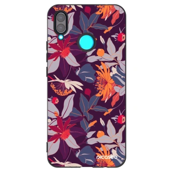 Picasee Μαύρη θήκη σιλικόνης για Huawei Nova 3 - Purple Leaf