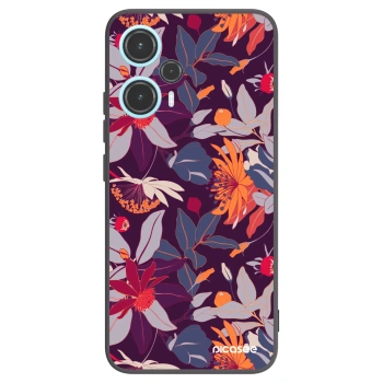 Picasee Μαύρη θήκη σιλικόνης για Xiaomi Poco F5 - Purple Leaf