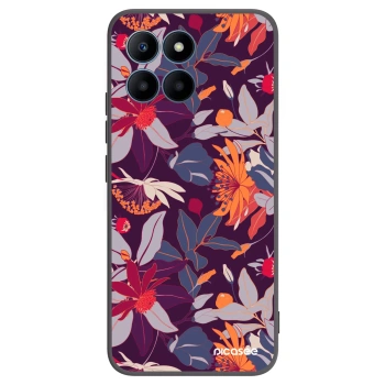 Picasee Μαύρη θήκη σιλικόνης για Honor 70 Lite - Purple Leaf