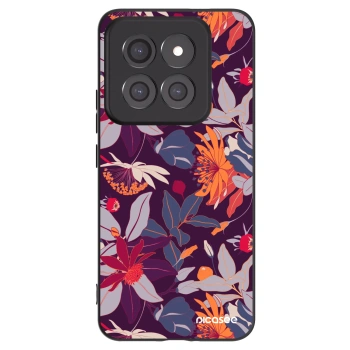 Picasee Μαύρη θήκη σιλικόνης για Xiaomi 14 Pro - Purple Leaf