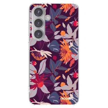 Picasee διαφανής θήκη σιλικόνης Samsung Galaxy S24 S921B 5G - Purple Leaf