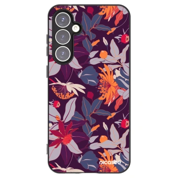 Picasee Μαύρη θήκη σιλικόνης για Samsung Galaxy S23 FE S711B - Purple Leaf