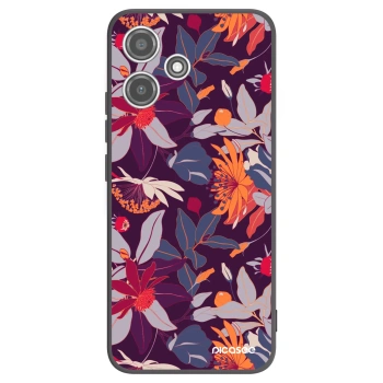Picasee Μαύρη θήκη σιλικόνης για Xiaomi Redmi 12 5G - Purple Leaf