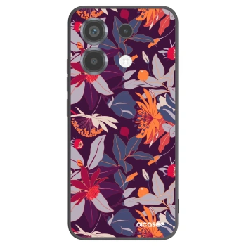 Picasee Μαύρη θήκη σιλικόνης για Xiaomi Poco X6 - Purple Leaf