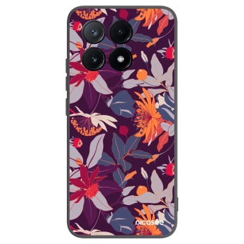 Picasee Μαύρη θήκη σιλικόνης για Xiaomi Poco X6 Pro - Purple Leaf