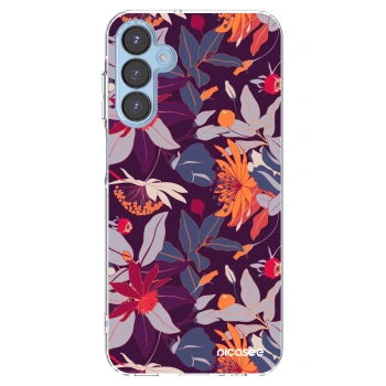 Picasee διαφανής θήκη σιλικόνης Samsung Galaxy A15 A156B 5G - Purple Leaf