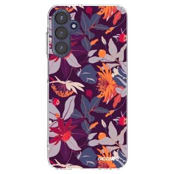 Picasee διαφανής θήκη σιλικόνης Samsung Galaxy A15 A155F 4G - Purple Leaf