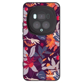 Picasee Μαύρη θήκη σιλικόνης για Honor Magic6 Pro - Purple Leaf