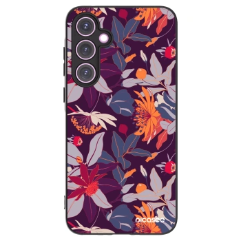 Picasee Μαύρη θήκη σιλικόνης για Samsung Galaxy A35 5G A356B - Purple Leaf
